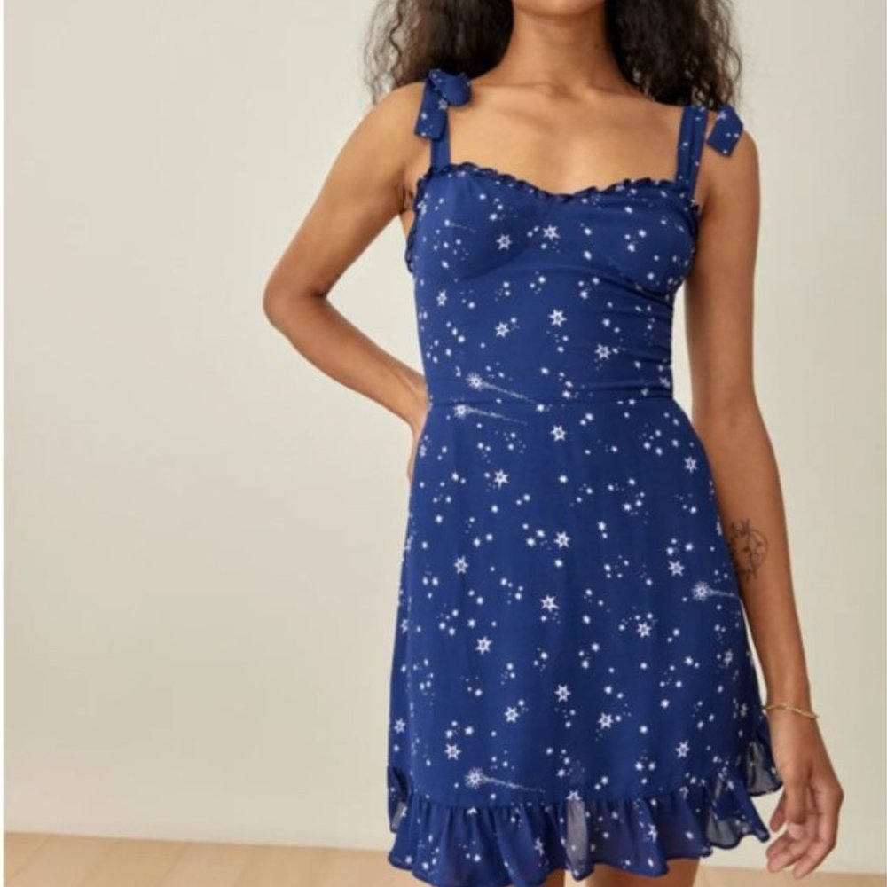 Reformation Christine Mini Dress - Starry Night - Picture 1 of 7